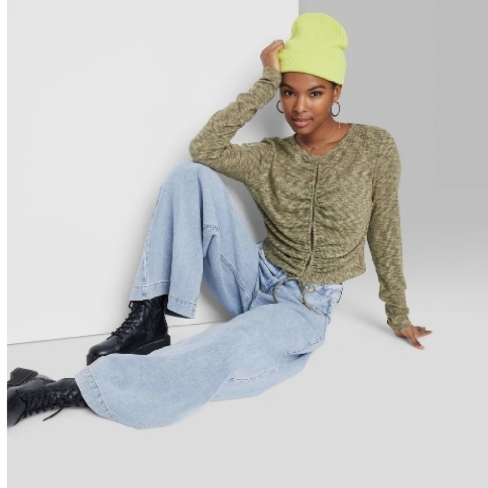 Lace-up Cozy Knit Blouse by Wild Fable